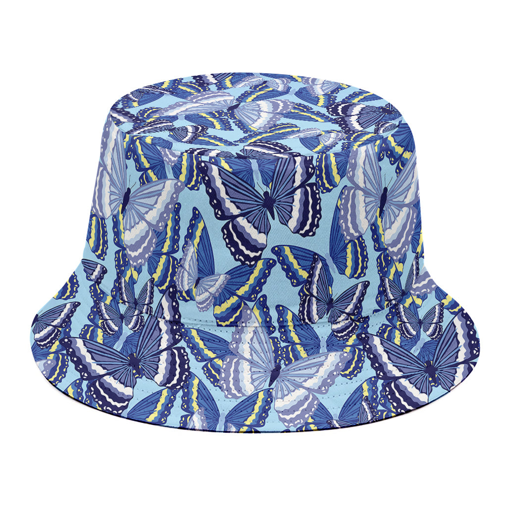 Blue Spring Butterfly Pattern Print Bucket Hat