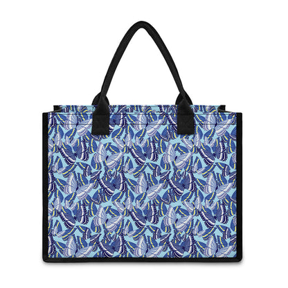 Blue Spring Butterfly Pattern Print Canvas Tote Bag