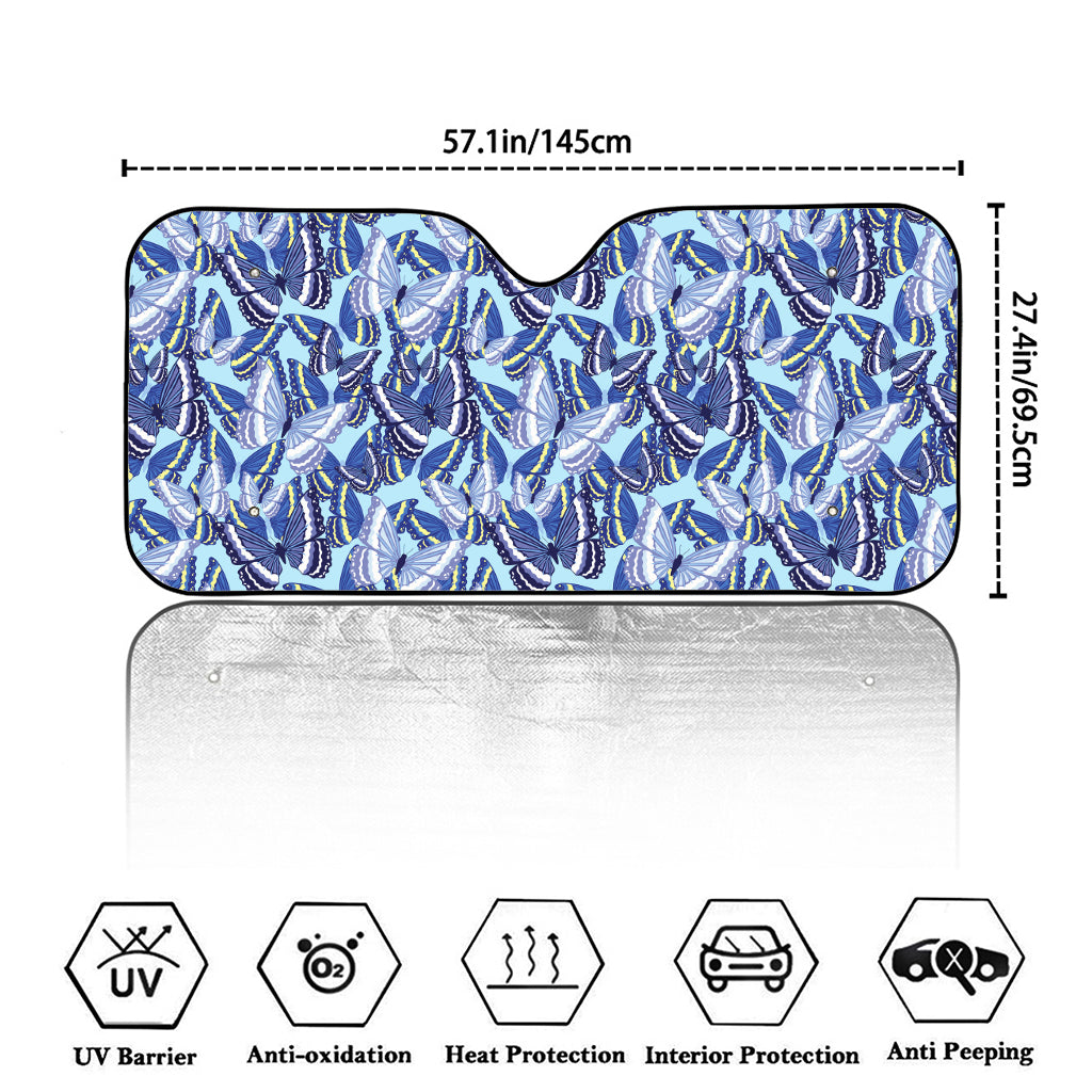 Blue Spring Butterfly Pattern Print Car Windshield Sun Shade