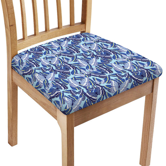 Blue Spring Butterfly Pattern Print Chair Cushion Cover