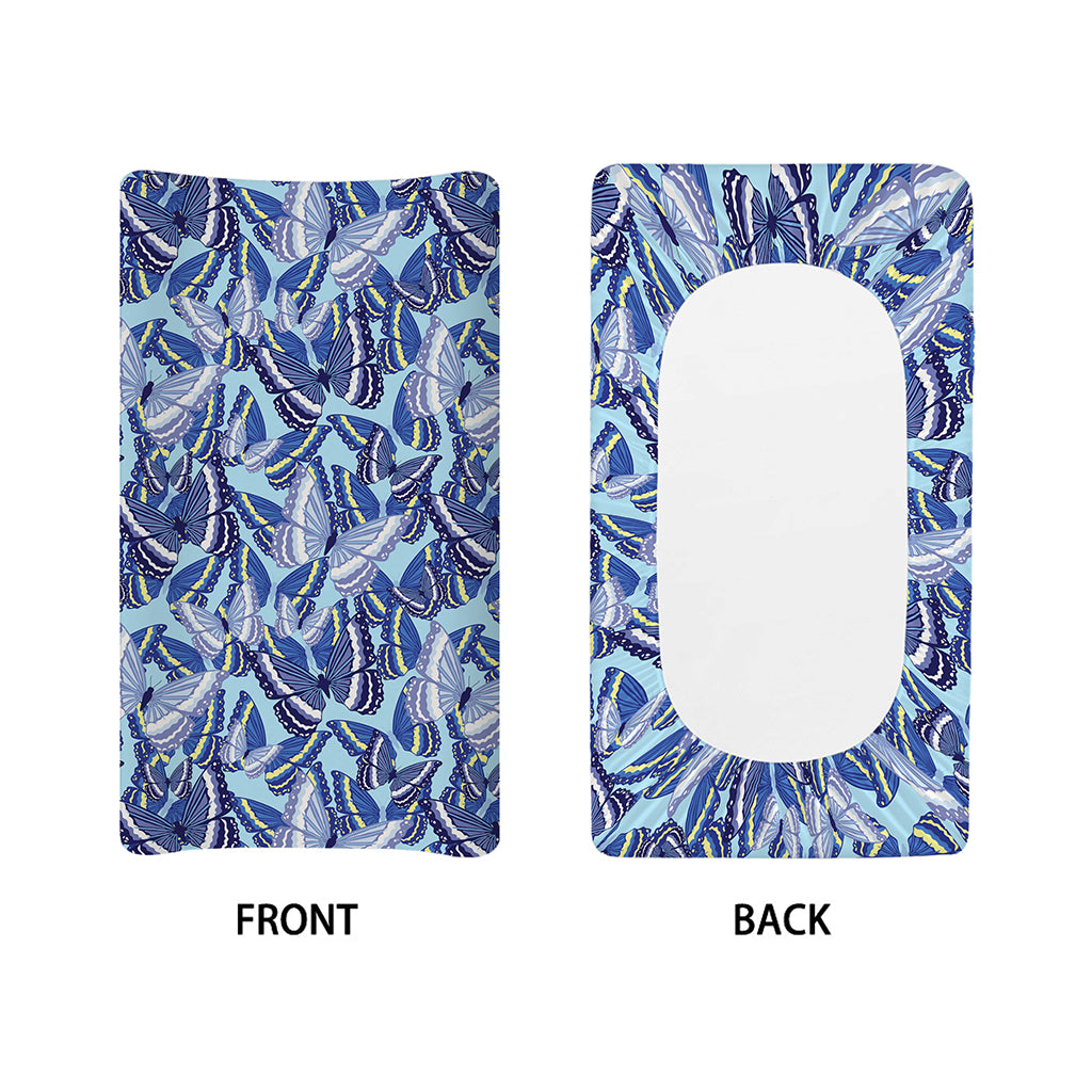 Blue Spring Butterfly Pattern Print Changing Pad Cover
