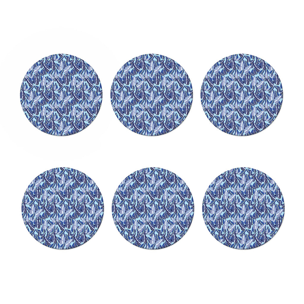 Blue Spring Butterfly Pattern Print Coaster Set