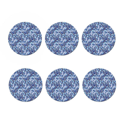 Blue Spring Butterfly Pattern Print Coaster Set