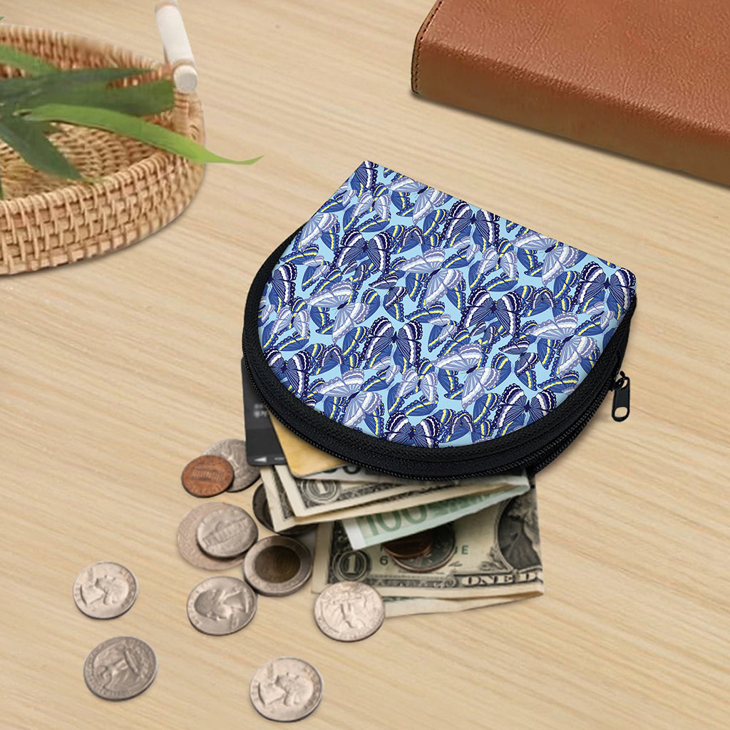 Blue Spring Butterfly Pattern Print Coin Purse