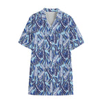 Blue Spring Butterfly Pattern Print Cotton Hawaiian Shirt