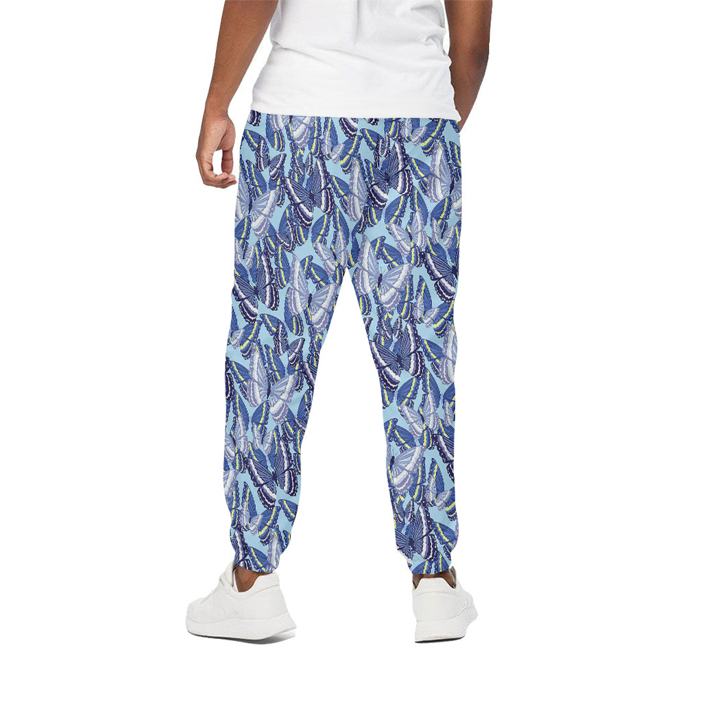 Blue Spring Butterfly Pattern Print Cotton Pants