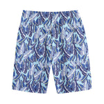 Blue Spring Butterfly Pattern Print Cotton Shorts