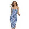 Blue Spring Butterfly Pattern Print Cross Back Cami Dress