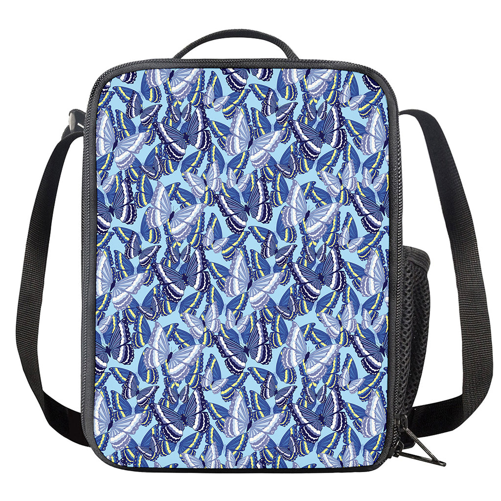 Blue Spring Butterfly Pattern Print Crossbody Lunch Bag