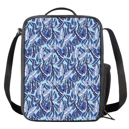 Blue Spring Butterfly Pattern Print Crossbody Lunch Bag
