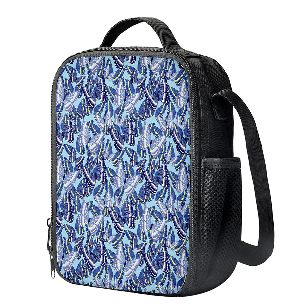Blue Spring Butterfly Pattern Print Crossbody Lunch Bag