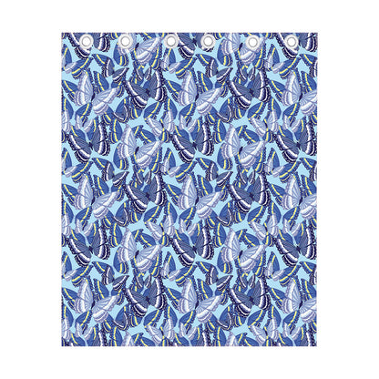 Blue Spring Butterfly Pattern Print Curtain