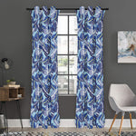 Blue Spring Butterfly Pattern Print Curtain