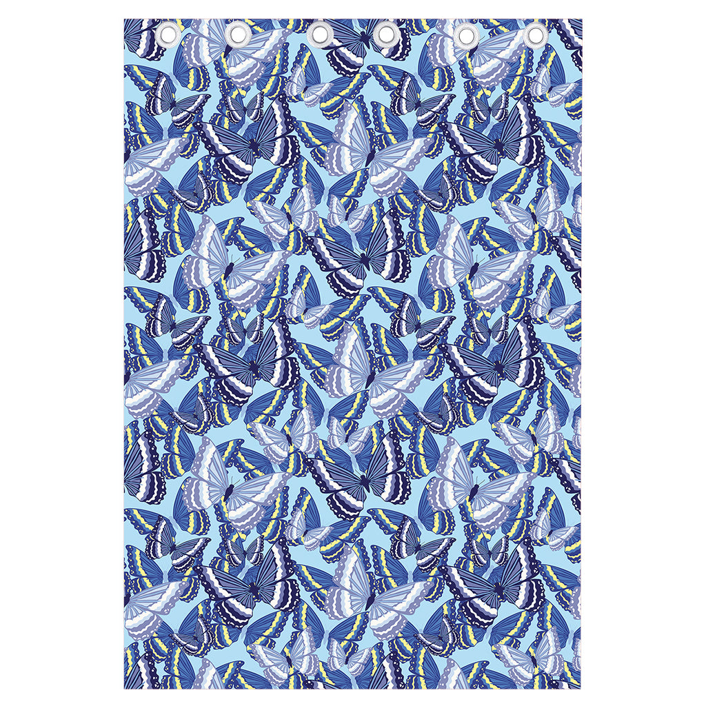 Blue Spring Butterfly Pattern Print Curtain