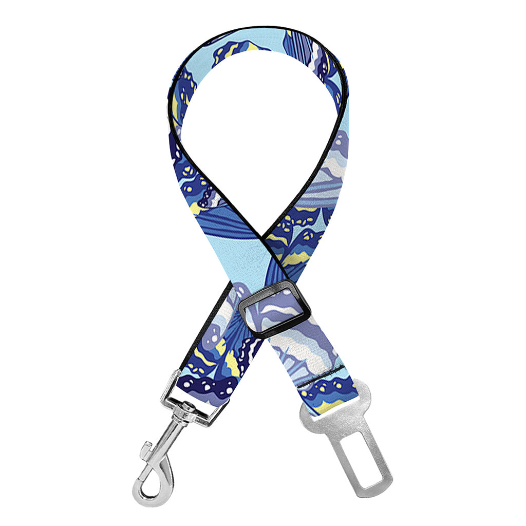 Blue Spring Butterfly Pattern Print Dog Seat Belt