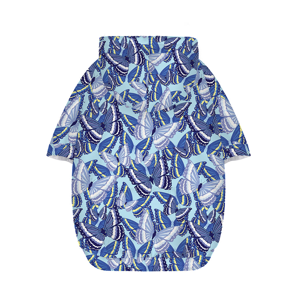 Blue Spring Butterfly Pattern Print Dog Zip Up Hoodie