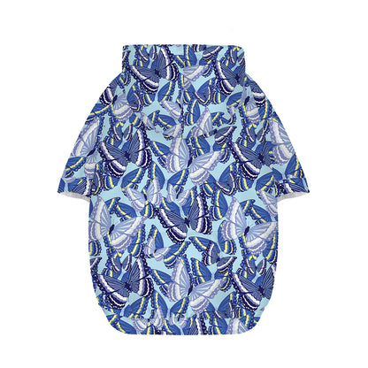 Blue Spring Butterfly Pattern Print Dog Zip Up Hoodie