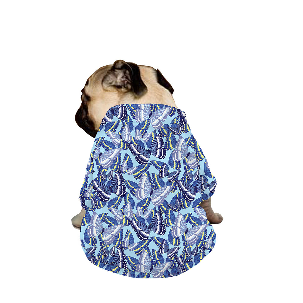 Blue Spring Butterfly Pattern Print Dog Zip Up Jacket