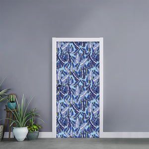 Blue Spring Butterfly Pattern Print Door Sticker