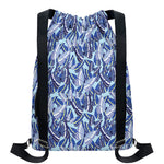 Blue Spring Butterfly Pattern Print Drawstring Backpack