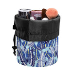 Blue Spring Butterfly Pattern Print Drawstring Makeup Bag