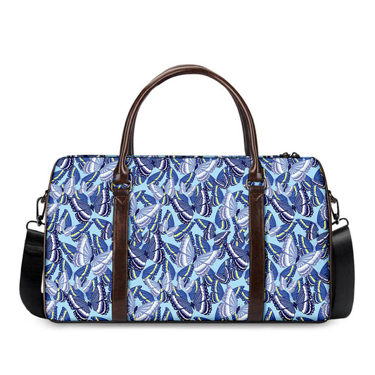 Blue Spring Butterfly Pattern Print Duffle Bag