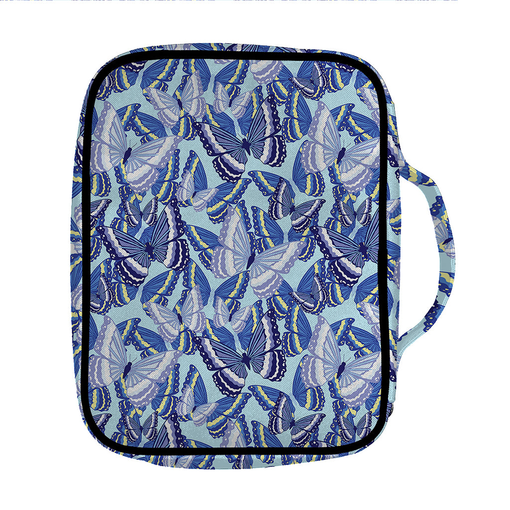 Blue Spring Butterfly Pattern Print Front Pocket Bible Bag