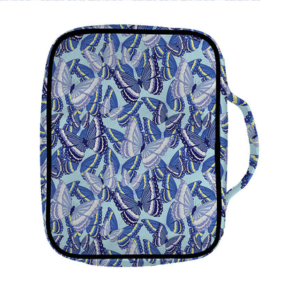 Blue Spring Butterfly Pattern Print Front Pocket Bible Bag