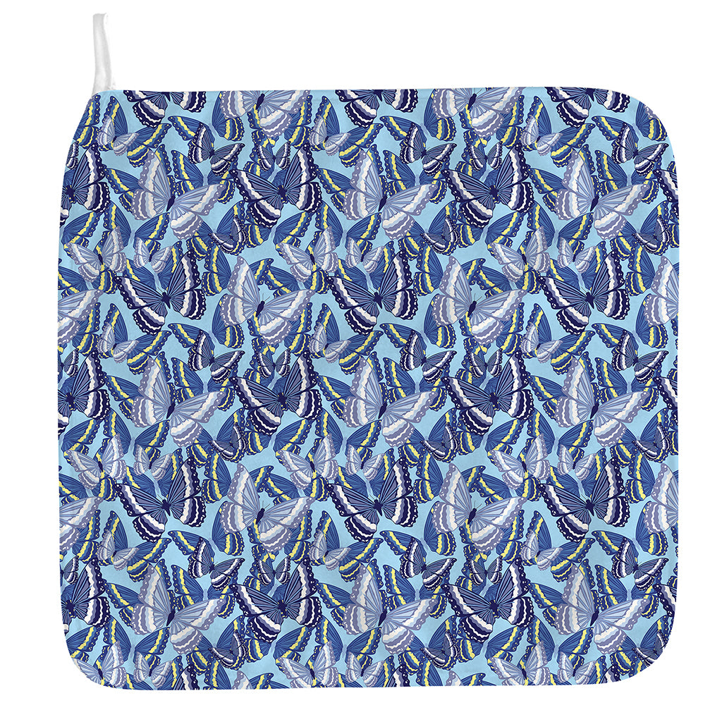Blue Spring Butterfly Pattern Print Hand Towel