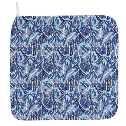 Blue Spring Butterfly Pattern Print Hand Towel