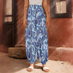 Blue Spring Butterfly Pattern Print Harem Pants