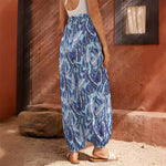 Blue Spring Butterfly Pattern Print Harem Pants