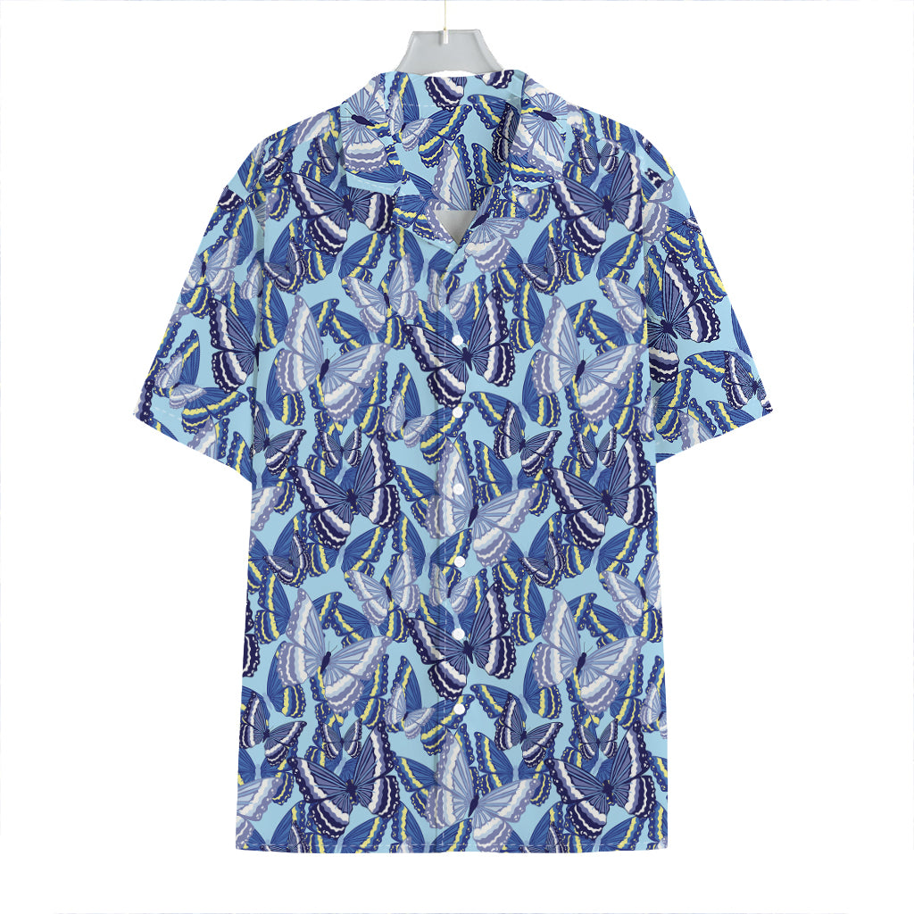 Blue Spring Butterfly Pattern Print Hawaiian Shirt