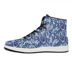 Blue Spring Butterfly Pattern Print High Top Leather Sneakers