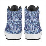 Blue Spring Butterfly Pattern Print High Top Leather Sneakers