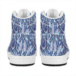 Blue Spring Butterfly Pattern Print High Top Leather Sneakers