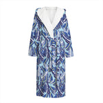 Blue Spring Butterfly Pattern Print Hooded Bathrobe