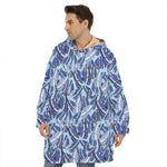 Blue Spring Butterfly Pattern Print Hoodie Blanket