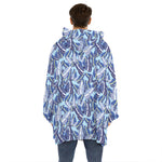 Blue Spring Butterfly Pattern Print Hoodie Blanket