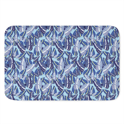 Blue Spring Butterfly Pattern Print Indoor Door Mat