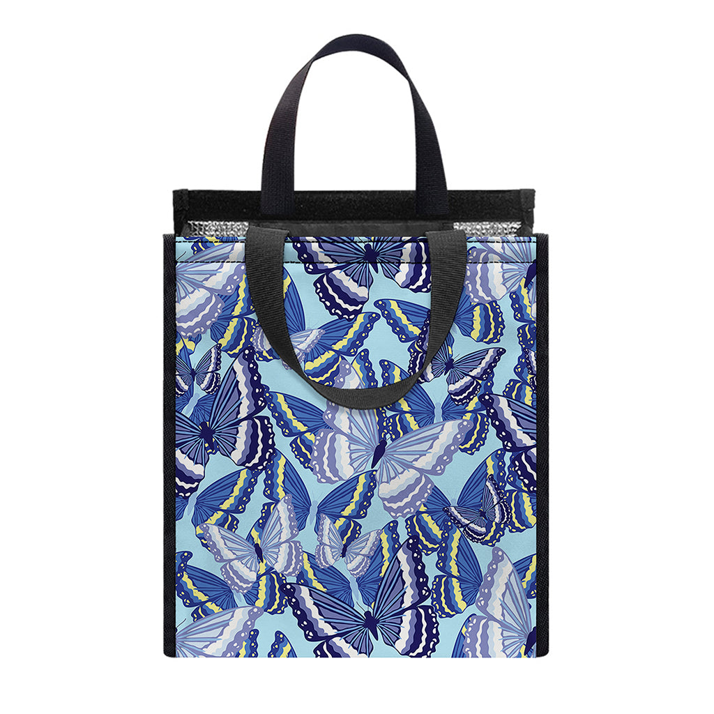 Blue Spring Butterfly Pattern Print Insulated Lunch Tote