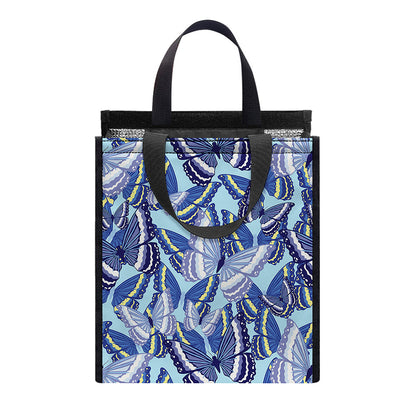Blue Spring Butterfly Pattern Print Insulated Lunch Tote