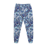 Blue Spring Butterfly Pattern Print Jogger Pants