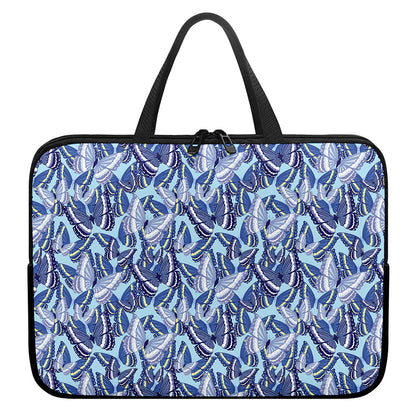 Blue Spring Butterfly Pattern Print Laptop Sleeve With Handle