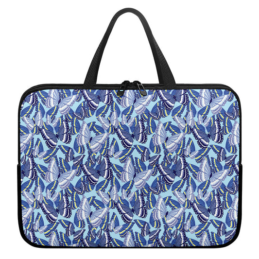 Blue Spring Butterfly Pattern Print Laptop Sleeve With Handle