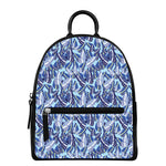 Blue Spring Butterfly Pattern Print Leather Backpack