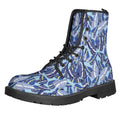 Blue Spring Butterfly Pattern Print Lace-Up Boots
