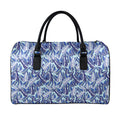 Blue Spring Butterfly Pattern Print Leather Duffel Bag