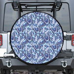 Blue Spring Butterfly Pattern Print Leather Spare Tire Cover