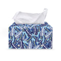 Blue Spring Butterfly Pattern Print Leather Tissue Box Cover